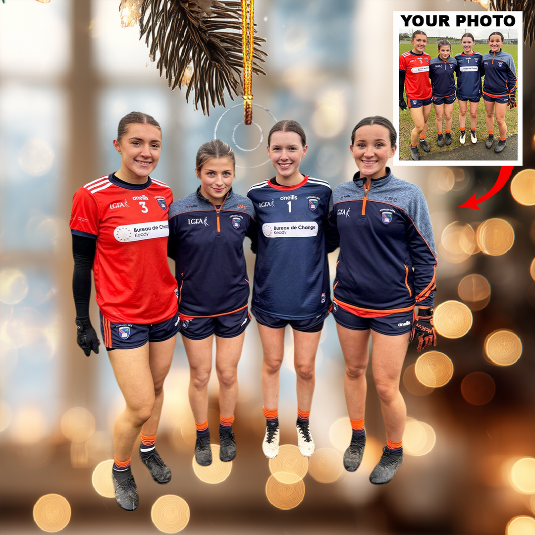 Besties On The Field - Personalized Photo Mica Ornament - Christmas Gift For Sport Players, Besties