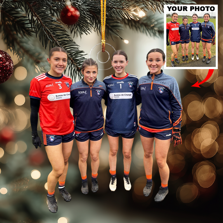 Besties On The Field - Personalized Photo Mica Ornament - Christmas Gift For Sport Players, Besties