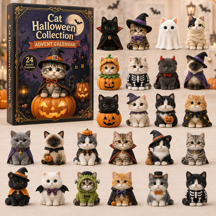 HALLOWEEN KICKOFF 40% OFF - Halloween Cat Advent Calendar 2026 - 24-Day Festive Countdown, Acrylic Charms Blind Box - Gift For Halloween Lovers AC0TH022