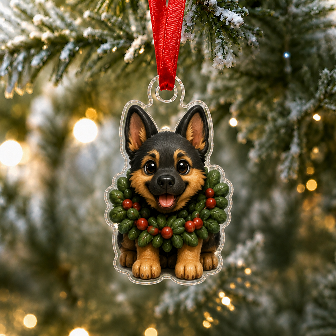 Happy German Shepherd Adorable Mica Ornament NCU0NT023