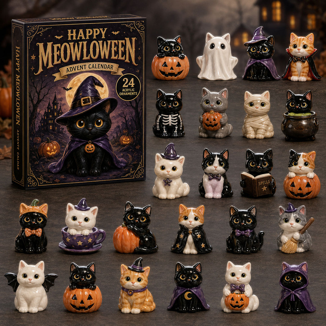 HALLOWEEN KICKOFF 40% OFF - Happy Meowloween Advent Calendar 2026 - 24-Day Festive Countdown, Acrylic Charms Blind Box - Gift For Cat Lovers