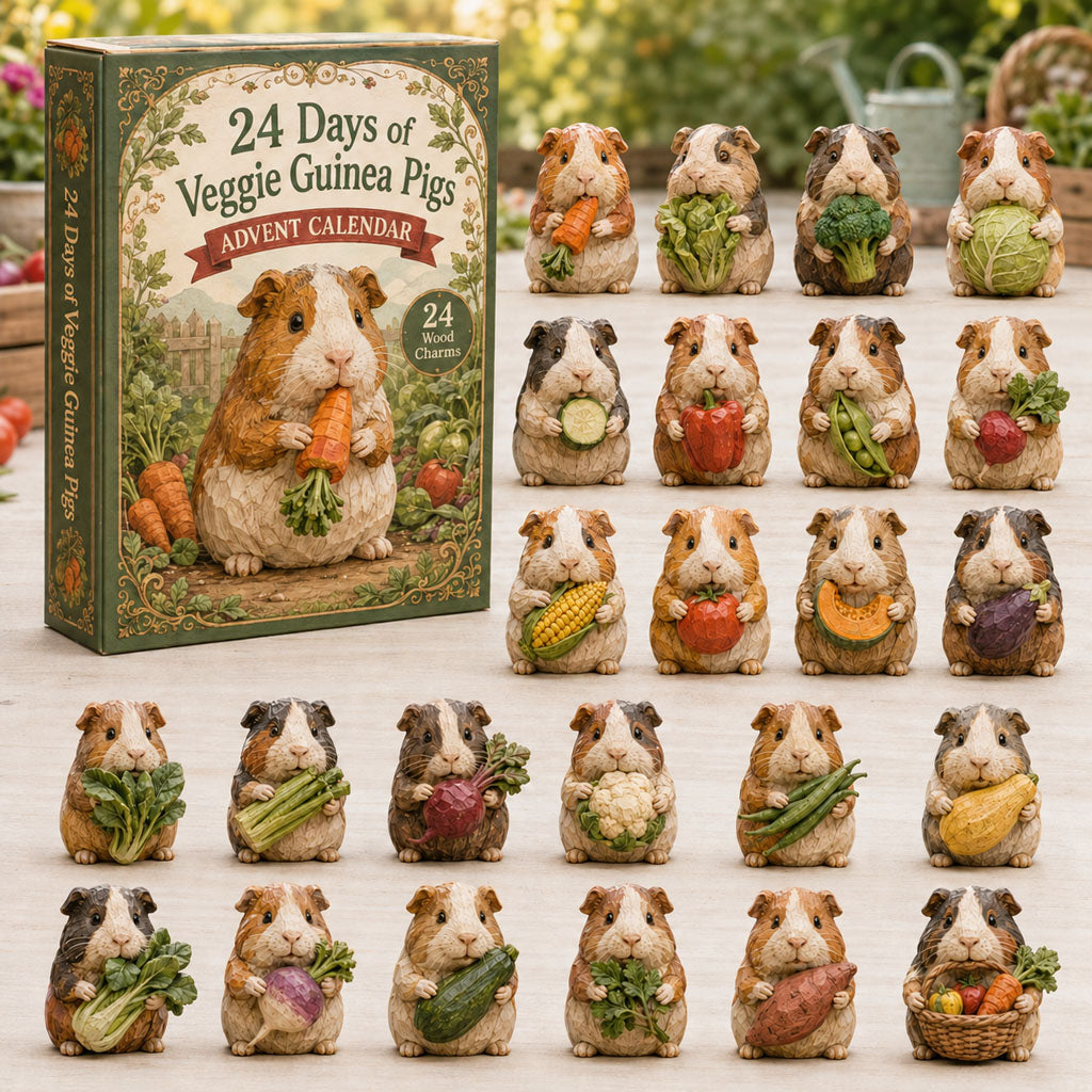CHRISTMAS KICKOFF 40% OFF - Harvest Guinea Advent Calendar 2026 - 24-Day Festive Countdown, Wooden Charms Blind Box - Gift For Guinea Pig Lovers AC0TH053