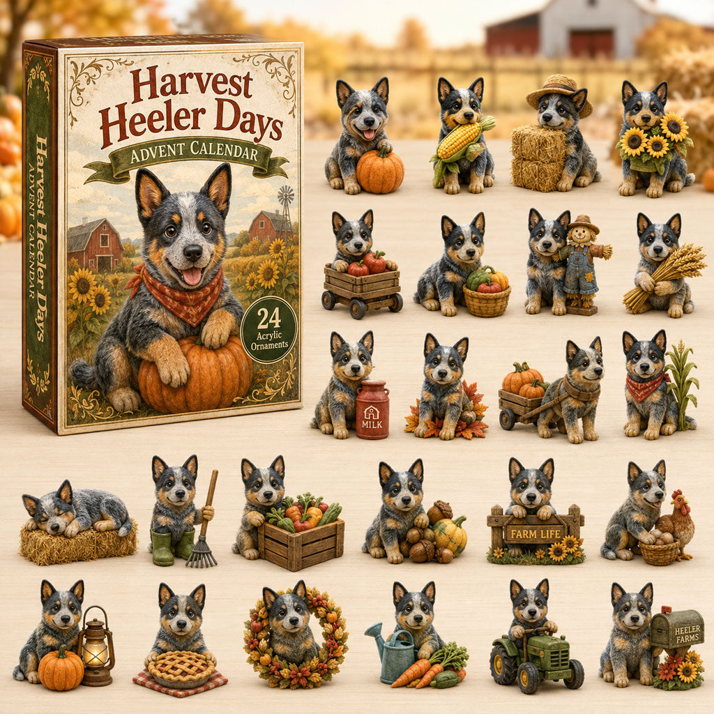 CHRISTMAS KICKOFF 40% OFF - Harvest Heeler Days Advent Calendar 2026 - 24-Day Festive Countdown, Acrylic Charms Blind Box - Gift For Dog Lovers AC0TH239