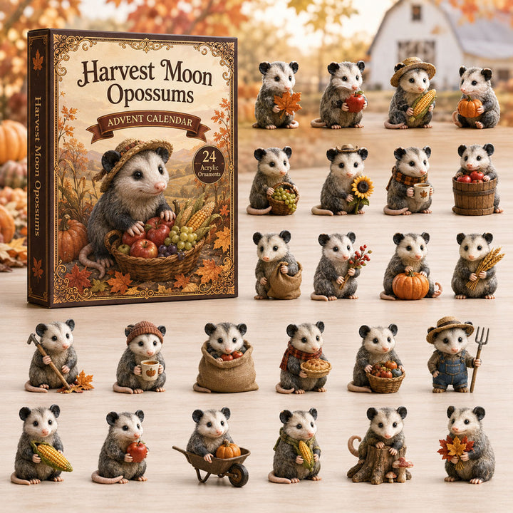 CHRISTMAS KICKOFF 40% OFF - Harvest Moon Opossums Advent Calendar 2026 - 24-Day Festive Countdown, Acrylic Charms Blind Box - Gift For Opossum Lovers AC0TH170