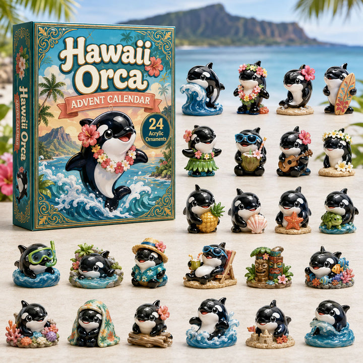 CHRISTMAS KICKOFF 40% OFF - Hawaii Orca Advent Calendar 2026 - 24-Day Festive Countdown, Acrylic Charms Blind Box - Gift For Orca Lovers AC0HA146