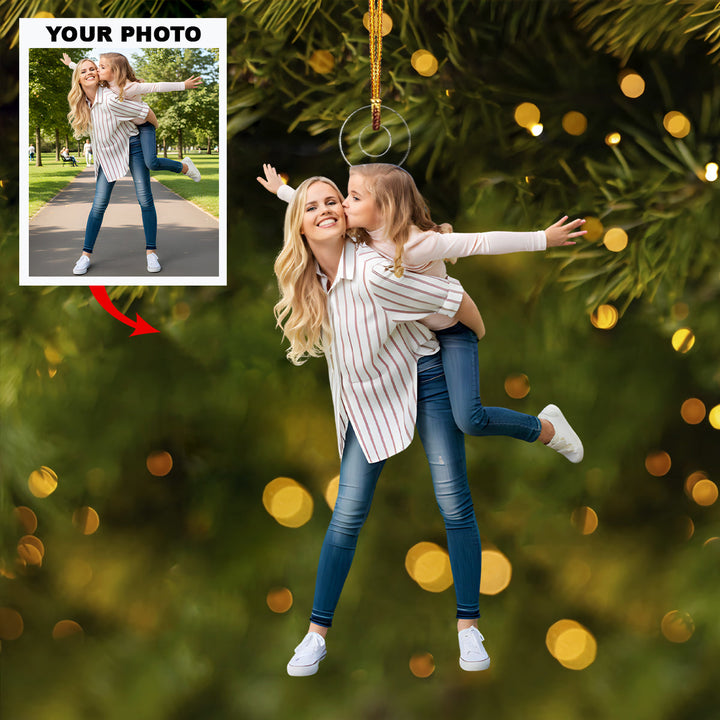 Heart Bond - Personalized Photo Mica Ornament - Christmas Gift For Family Members