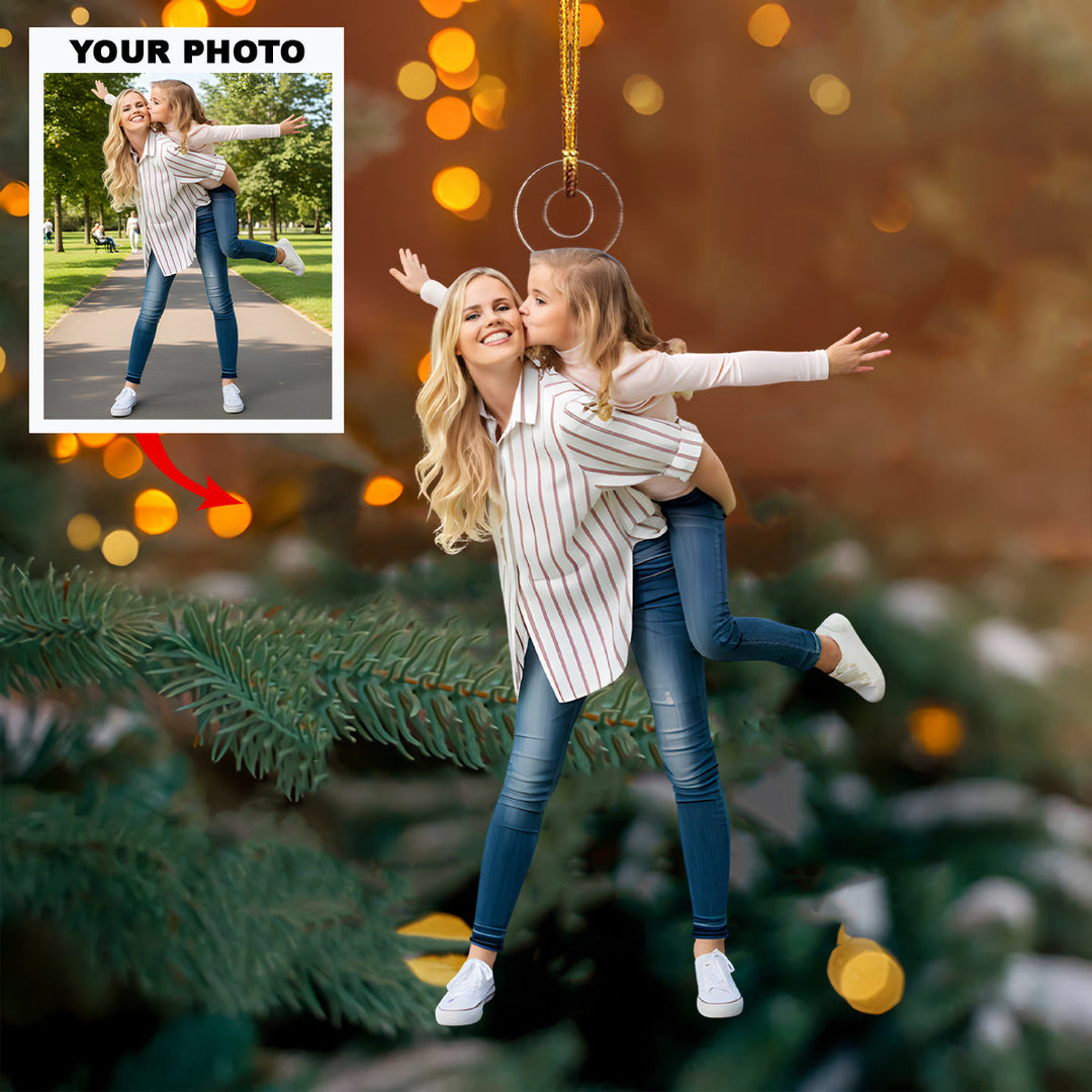 Heart Bond - Personalized Photo Mica Ornament - Christmas Gift For Family Members