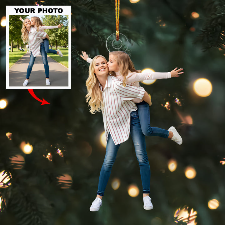 Heart Bond - Personalized Photo Mica Ornament - Christmas Gift For Family Members