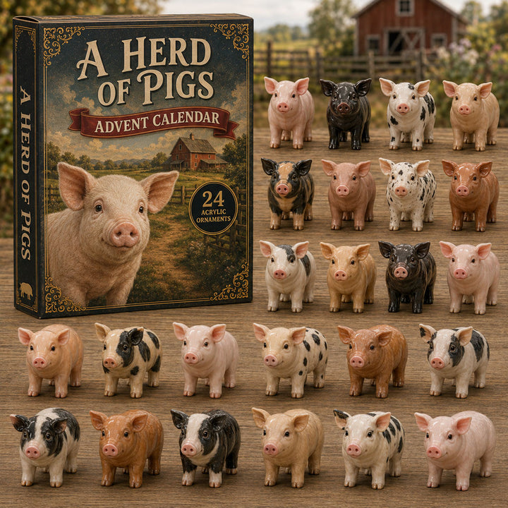 CHRISTMAS KICKOFF 40% OFF - Herd Of Pigs Advent Calendar 2026 - 24-Day Festive Countdown, Acrylic Charms Blind Box - Gift For Farm Lovers AC0TM022