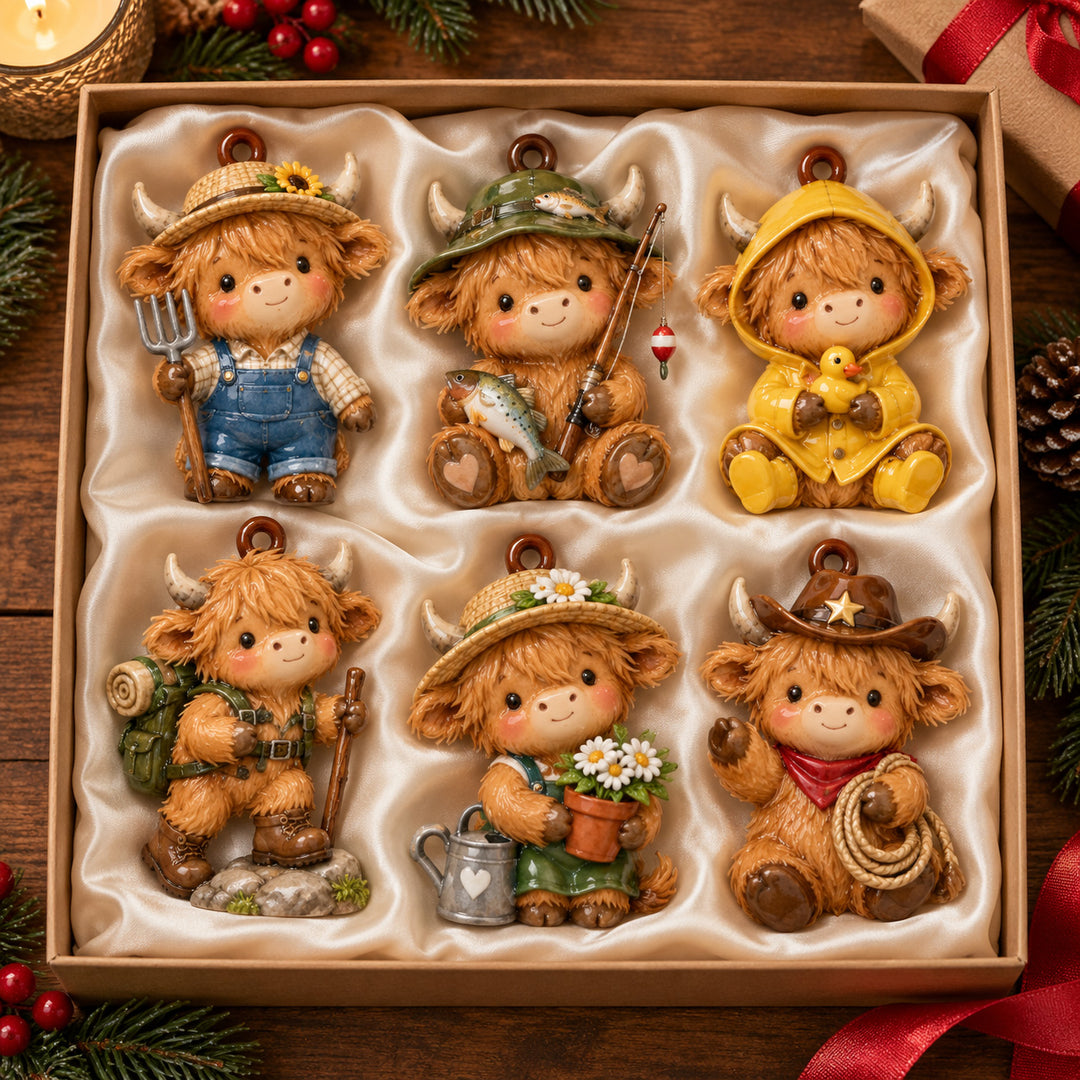 Highland Cow Adventure Acrylic Ornament Gift Set NCU0HT167