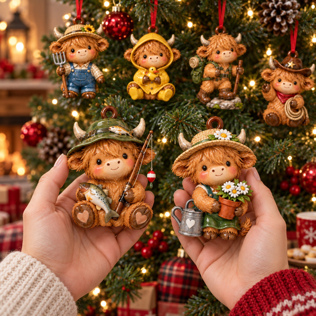 Highland Cow Adventure Acrylic Ornament Gift Set NCU0HT167