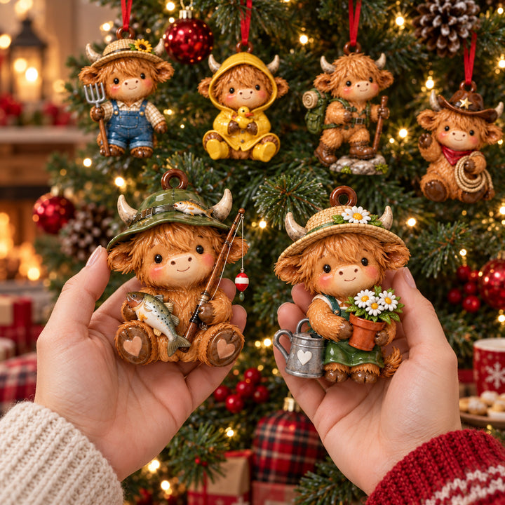 Highland Cow Adventure Acrylic Ornament Gift Set NCU0HT167