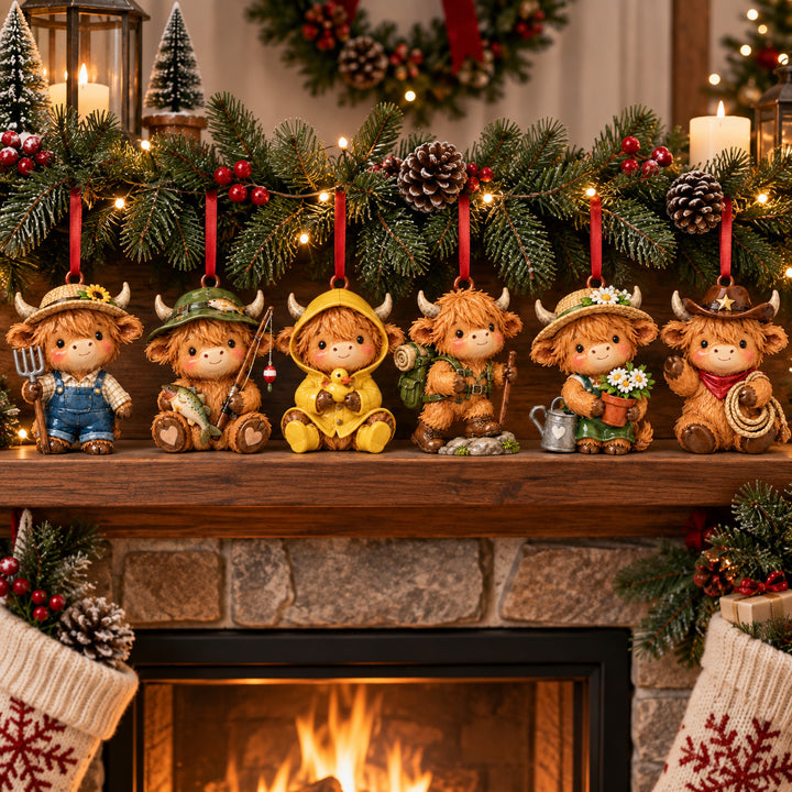 Highland Cow Adventure Acrylic Ornament Gift Set NCU0HT167