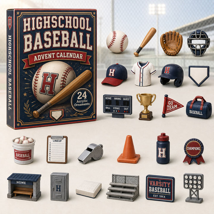 CHRISTMAS KICKOFF 40% OFF - Highschool Baseball Advent Calendar 2026 - 24-Day Festive Countdown, Acrylic Charms Blind Box - Gift For Baseball Lovers AC0TM086