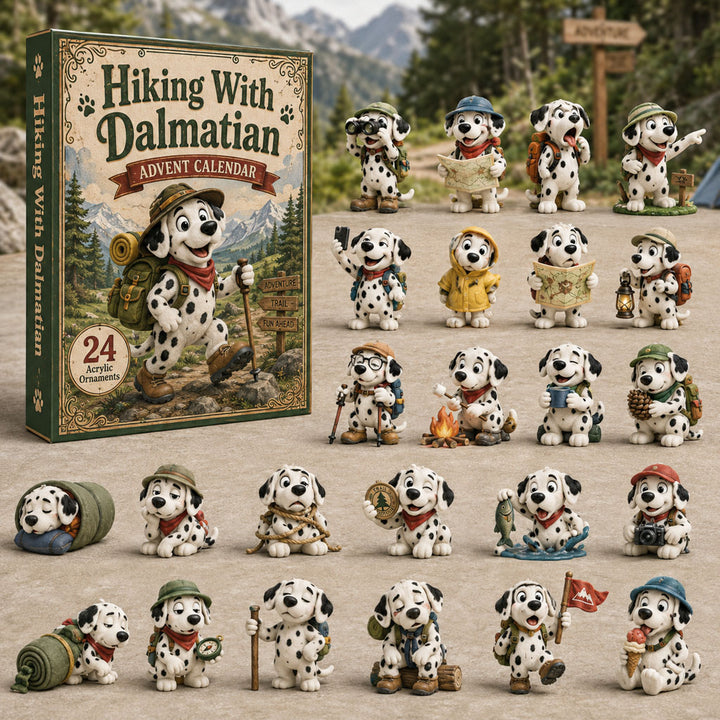 CHRISMAST KICKOFF 40% OFF - Hiking Dalmatian Advent Calendar 2026 - 24-Day Festive Countdown, Acrylic Charms Blind Box - Gift For Dog Lovers AC0TH127