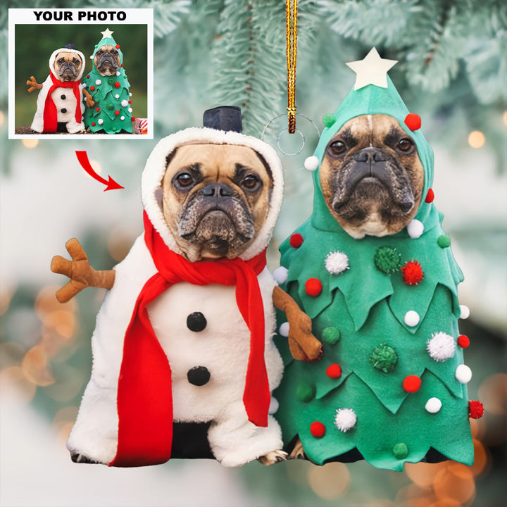 Holiday Duo - Personalized Photo Mica Ornament - Gift For Dog Lovers, Pet Lovers, Dog Mom, Dog Dad