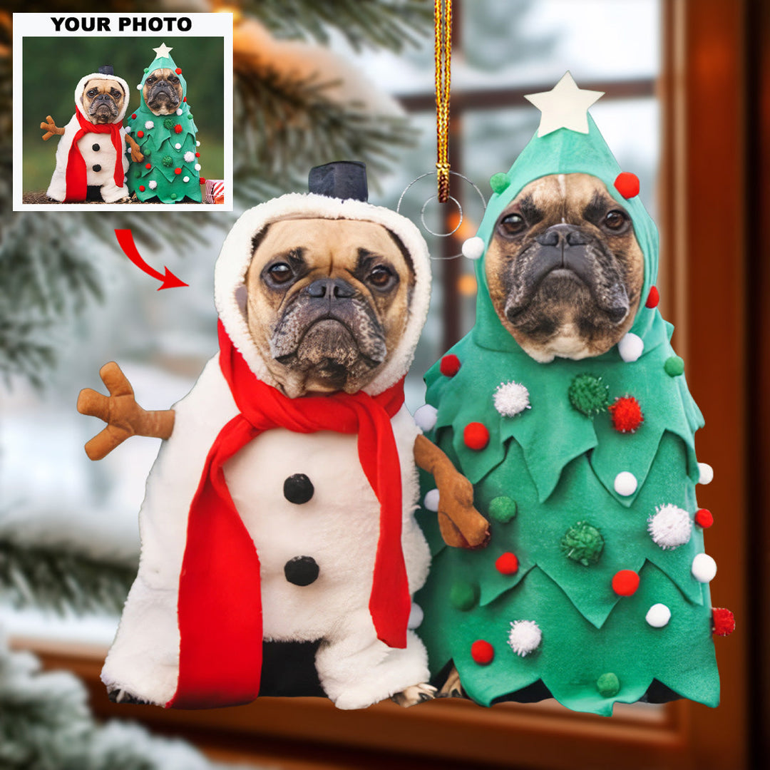 Holiday Duo - Personalized Photo Mica Ornament - Gift For Dog Lovers, Pet Lovers, Dog Mom, Dog Dad