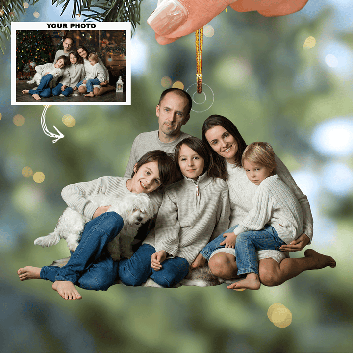 Holiday Joy - Personalized Photo Mica Ornament - Gift For Family, Family Members