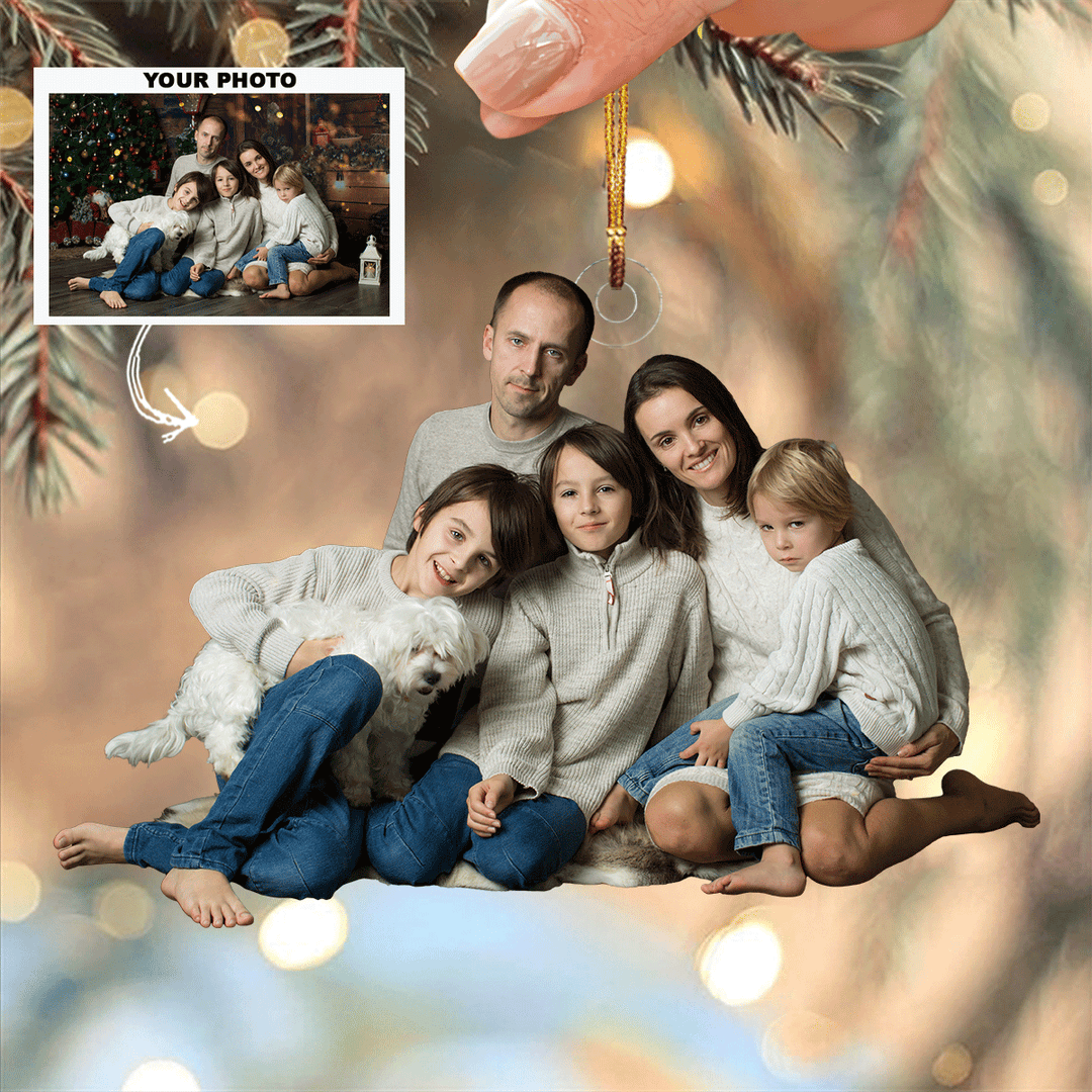 Holiday Joy - Personalized Photo Mica Ornament - Gift For Family, Family Members