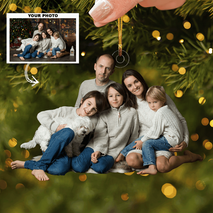 Holiday Joy - Personalized Photo Mica Ornament - Gift For Family, Family Members