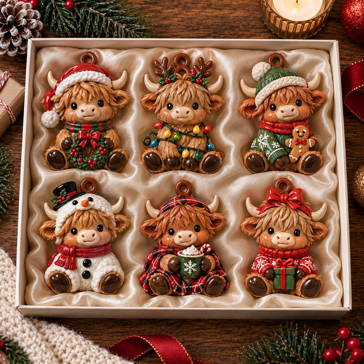 Holiday Highland Cows Acrylic Ornament Gift Set NCU0HT169
