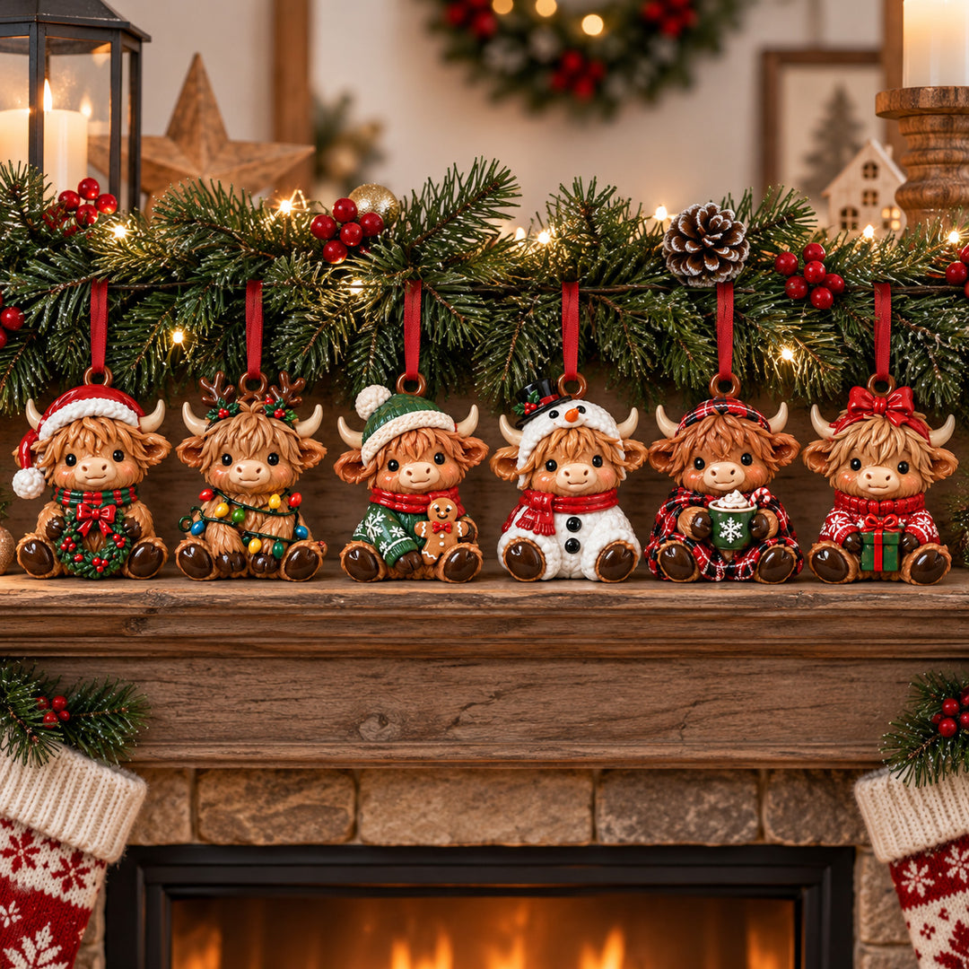 Holiday Highland Cows Acrylic Ornament Gift Set NCU0HT169