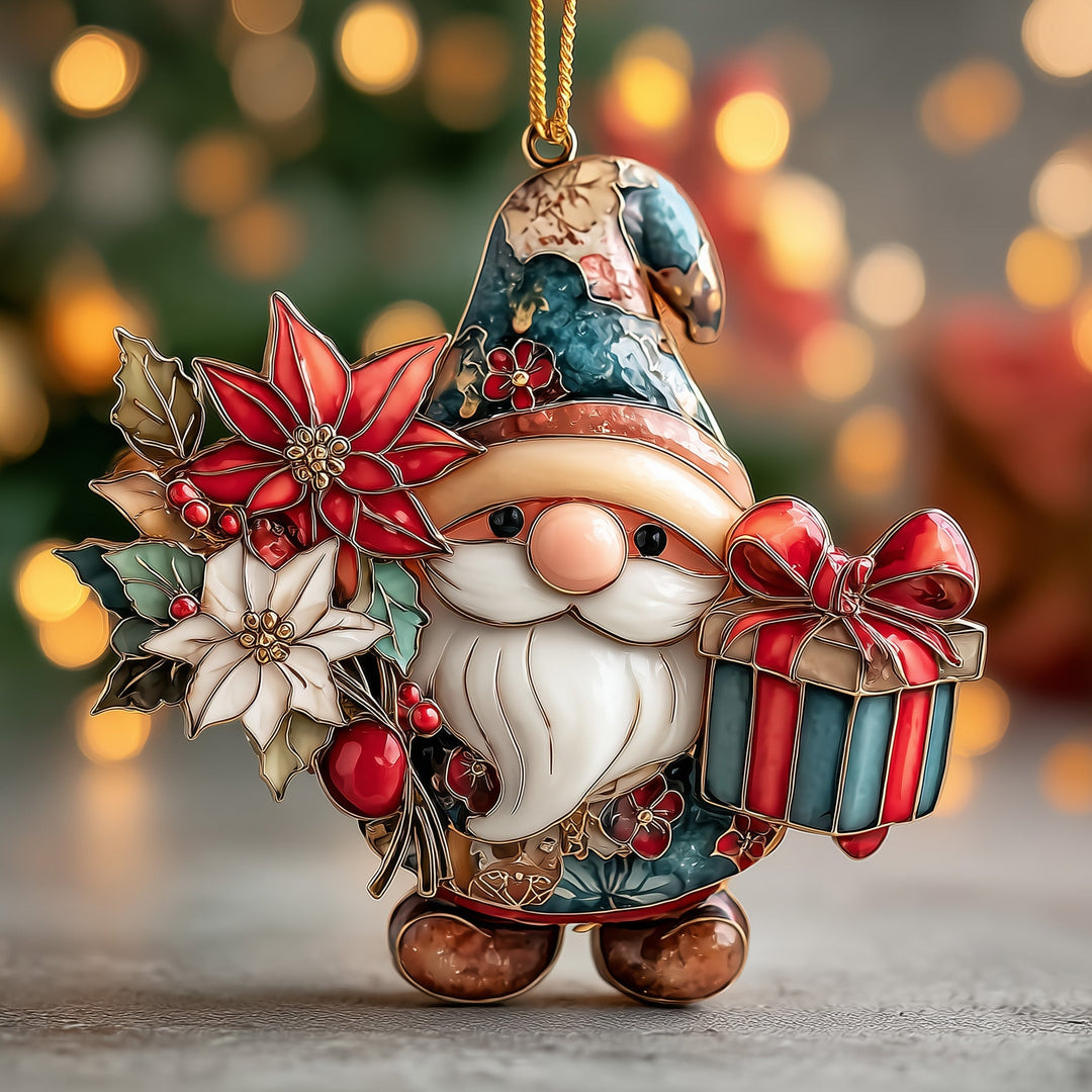 Holly Gift Gnome Mica Ornament NCU0DH310