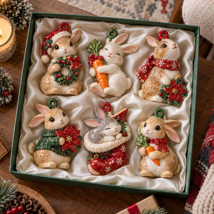 Holly Jolly Bunny Acrylic Ornament Gift Set NCU0HT244