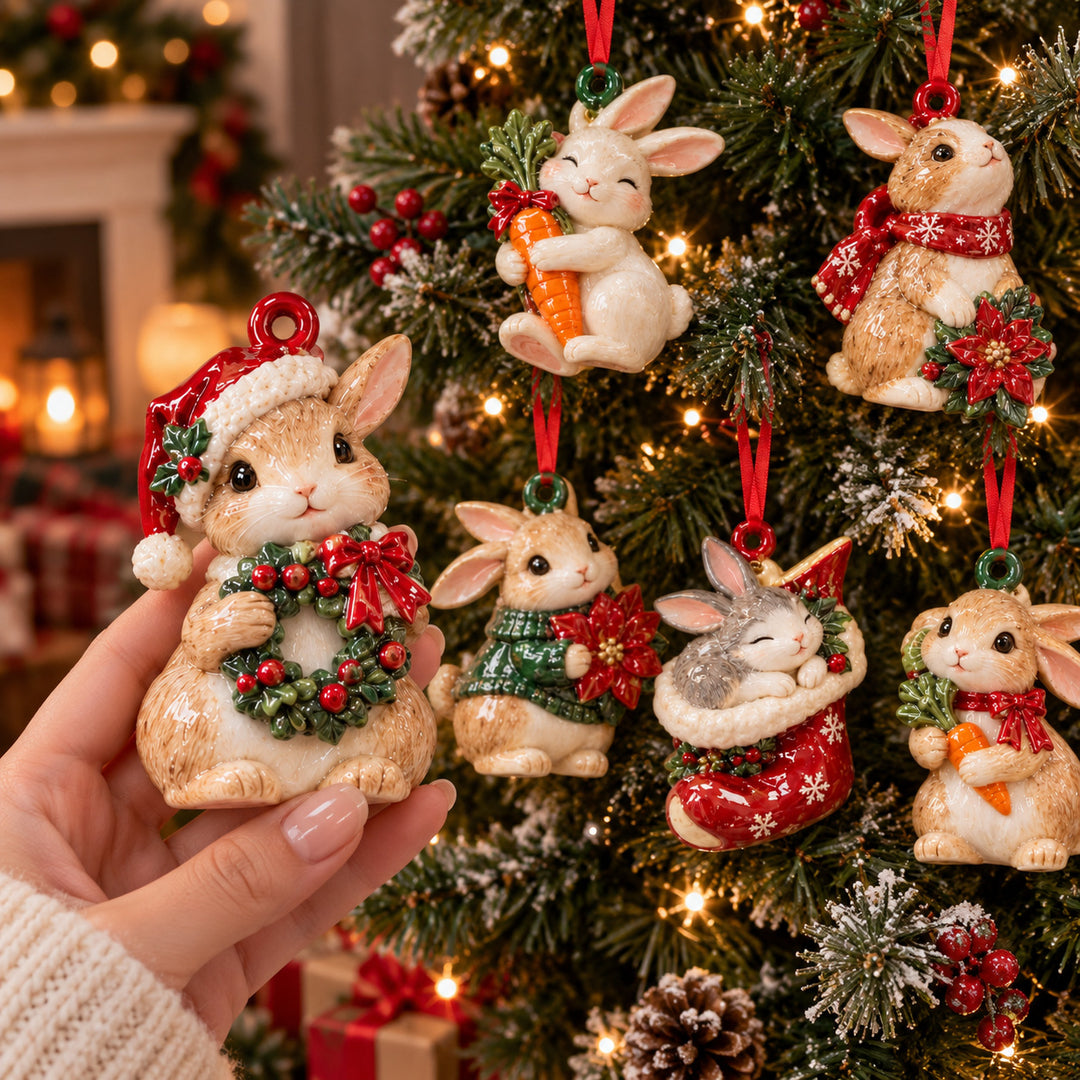 Holly Jolly Bunny Acrylic Ornament Gift Set NCU0HT244