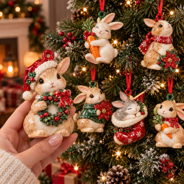 Holly Jolly Bunny Acrylic Ornament Gift Set NCU0HT244