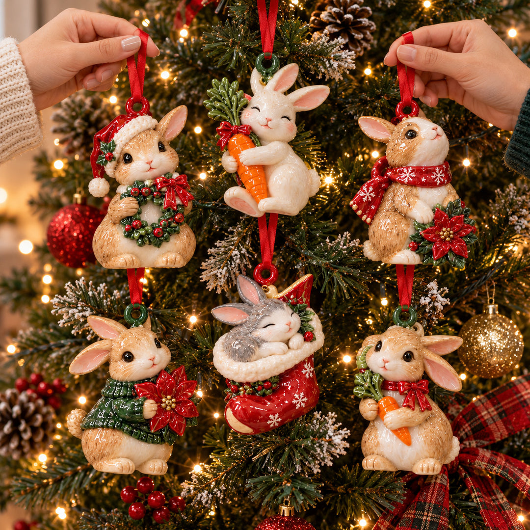 Holly Jolly Bunny Acrylic Ornament Gift Set NCU0HT244
