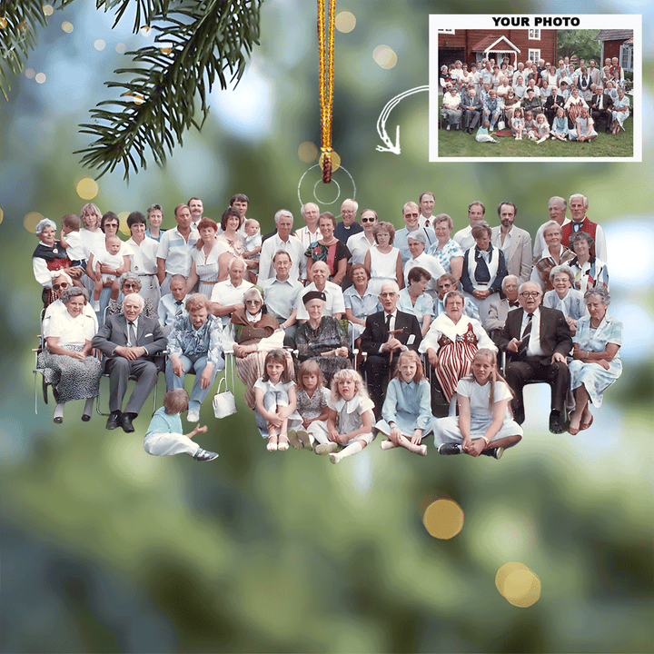 Home Is Family - Personalized Photo Mica Ornament - Gift For Family Members