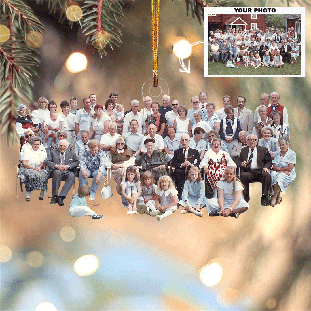 Home Is Family - Personalized Photo Mica Ornament - Gift For Family Members