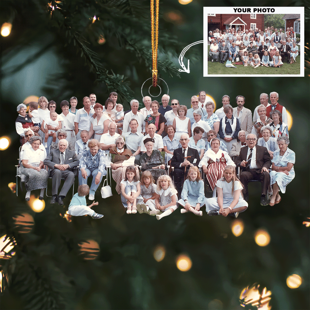Home Is Family - Personalized Photo Mica Ornament - Gift For Family Members