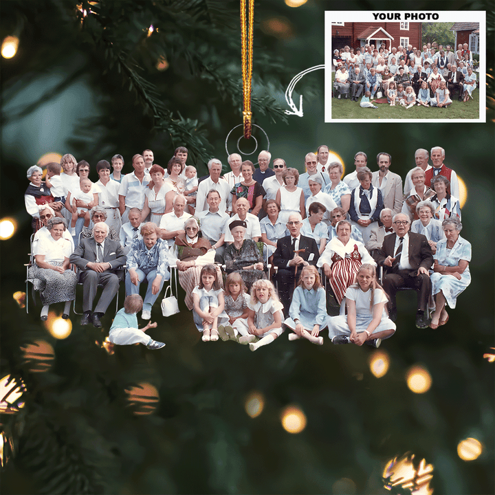Home Is Family - Personalized Photo Mica Ornament - Gift For Family Members