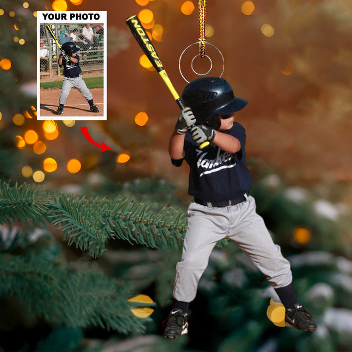 Home Run Holiday - Personalized Photo Mica Ornament - Gift For Baseball Lovers, Family Members, Friends