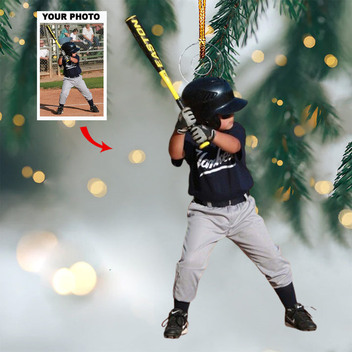 Home Run Holiday - Personalized Photo Mica Ornament - Gift For Baseball Lovers, Family Members, Friends