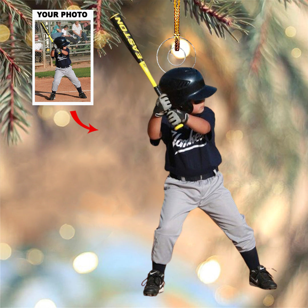Home Run Holiday - Personalized Photo Mica Ornament - Gift For Baseball Lovers, Family Members, Friends