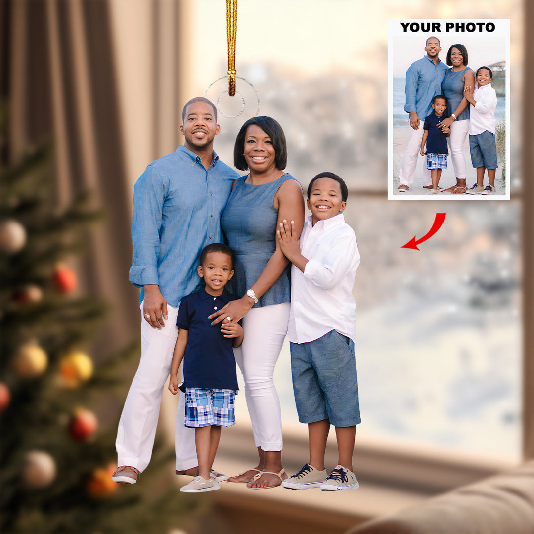 Home Is Where We Smile - Personalized Photo Mica Ornament - Christmas Gift For Family Members