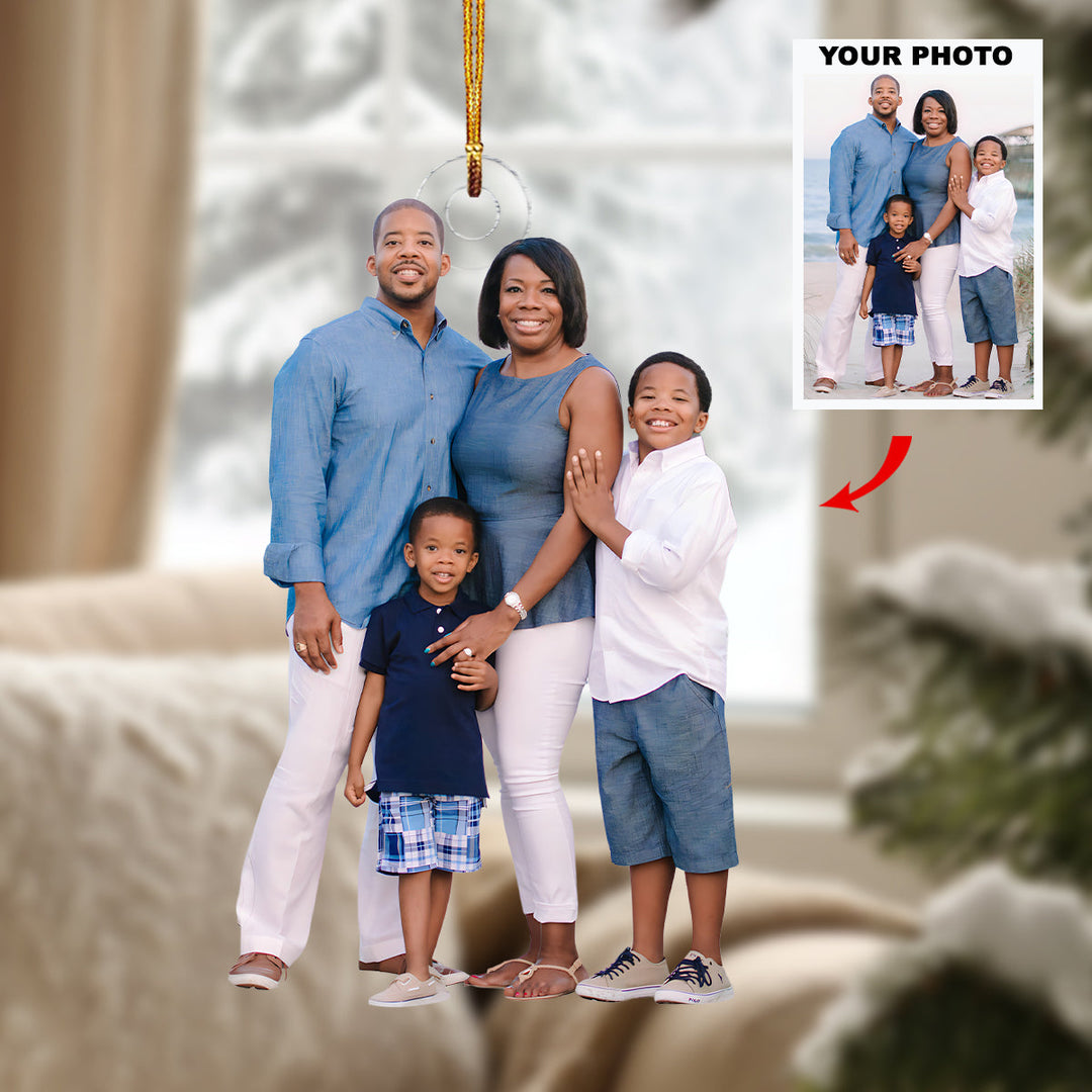 Home Is Where We Smile - Personalized Photo Mica Ornament - Christmas Gift For Family Members