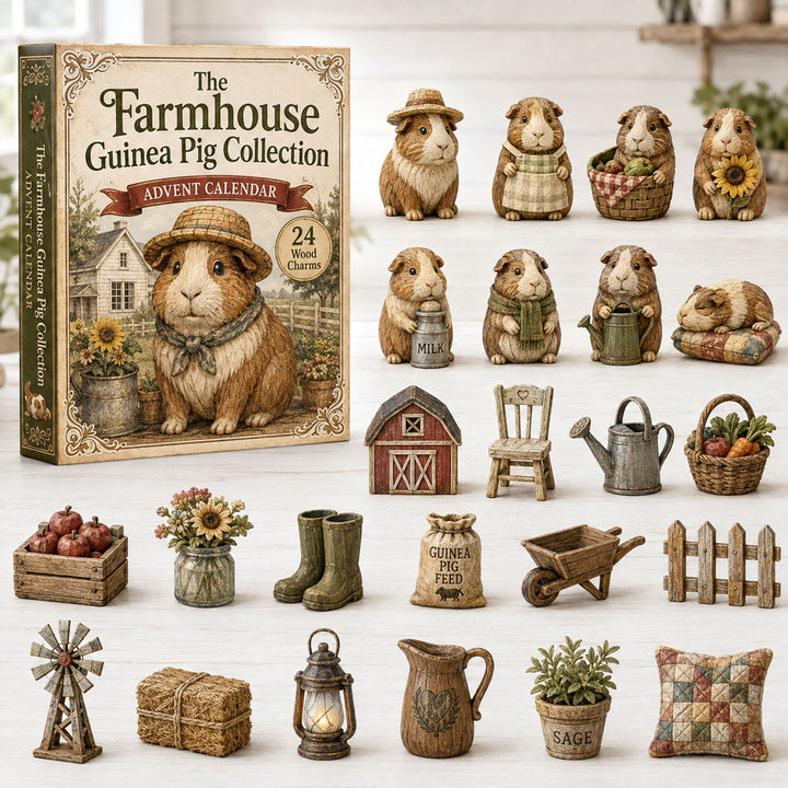 CHRISTMAS KICKOFF 40% OFF - Homestead Guinea Advent Calendar 2026 - 24-Day Festive Countdown, Wooden Charms Blind Box - Gift For Guinea Pig Lovers AC0TH054