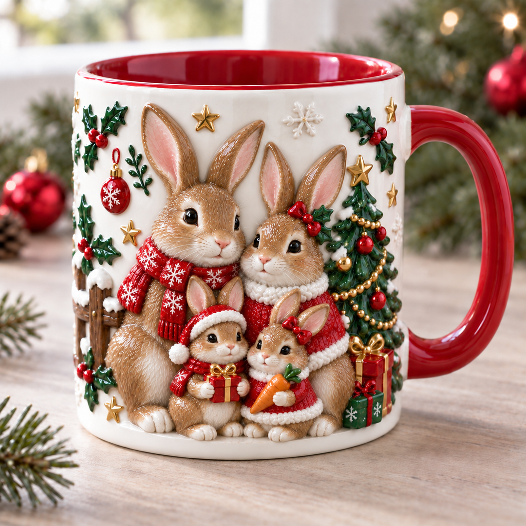 Hoppy Christmas Bunny Family Mug Accent Mug NCU0HA079