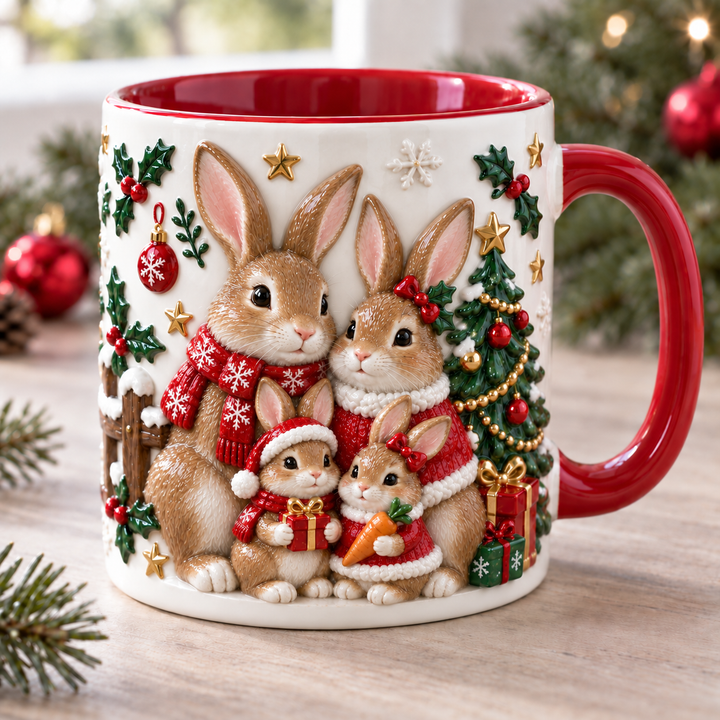 Hoppy Christmas Bunny Family Mug Accent Mug NCU0HA079