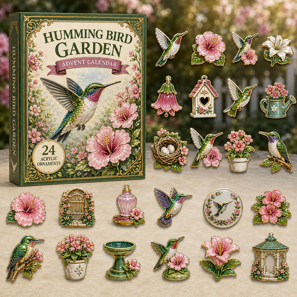 CHRISTMAS KICKOFF 40% OFF - Hummingbird Garden Advent Calendar 2026 - 24-Day Festive Countdown, Acrylic Charms Blind Box - Gift For Gardening Lovers AC0TM040