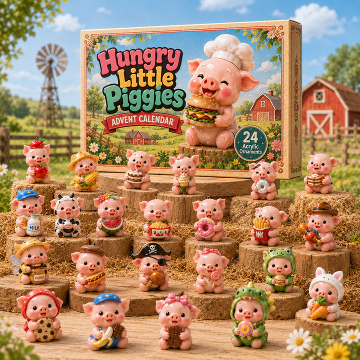 CHRISTMAS KICKOFF 40% OFF - Hungry Little Piggies Advent Calendar 2026 - 24-Day Festive Countdown, Acrylic Charms Blind Box - Gift For Pig Lovers AC0HA212
