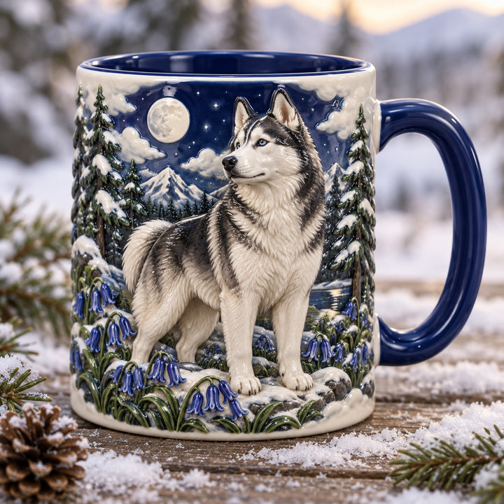 Husky Bluebell Night 3D Effect Printed Accent Mug NCU0HT273