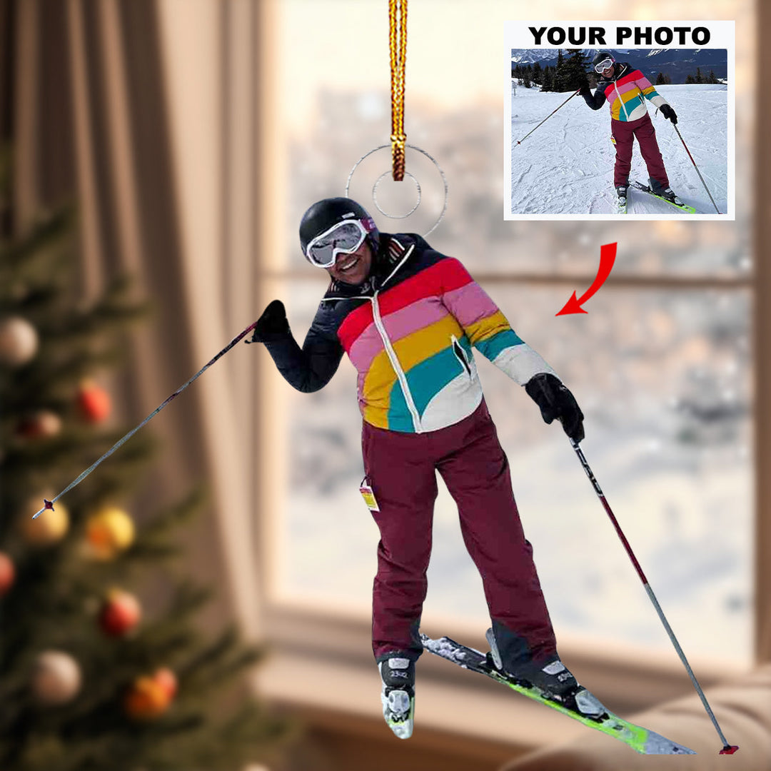 I Love Skiing - Personalized Mica Ornament - Gift For Skiing Lovers, Family Members