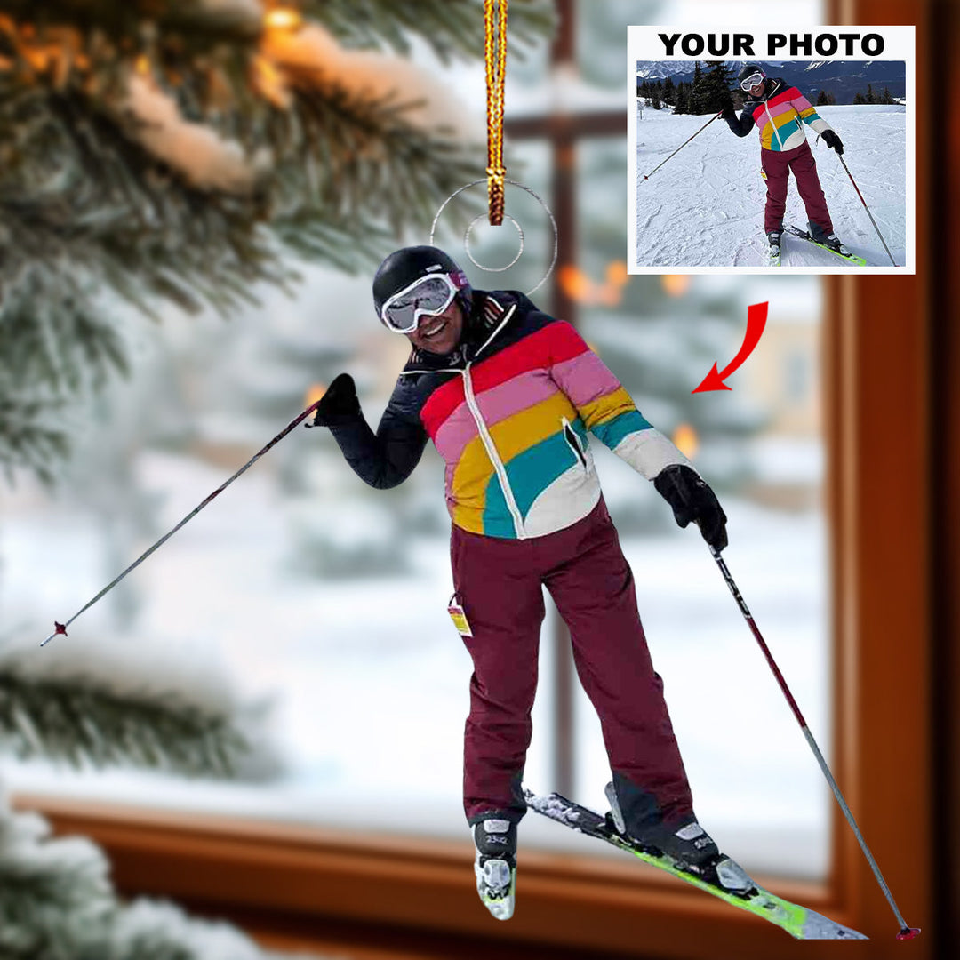 I Love Skiing - Personalized Mica Ornament - Gift For Skiing Lovers, Family Members