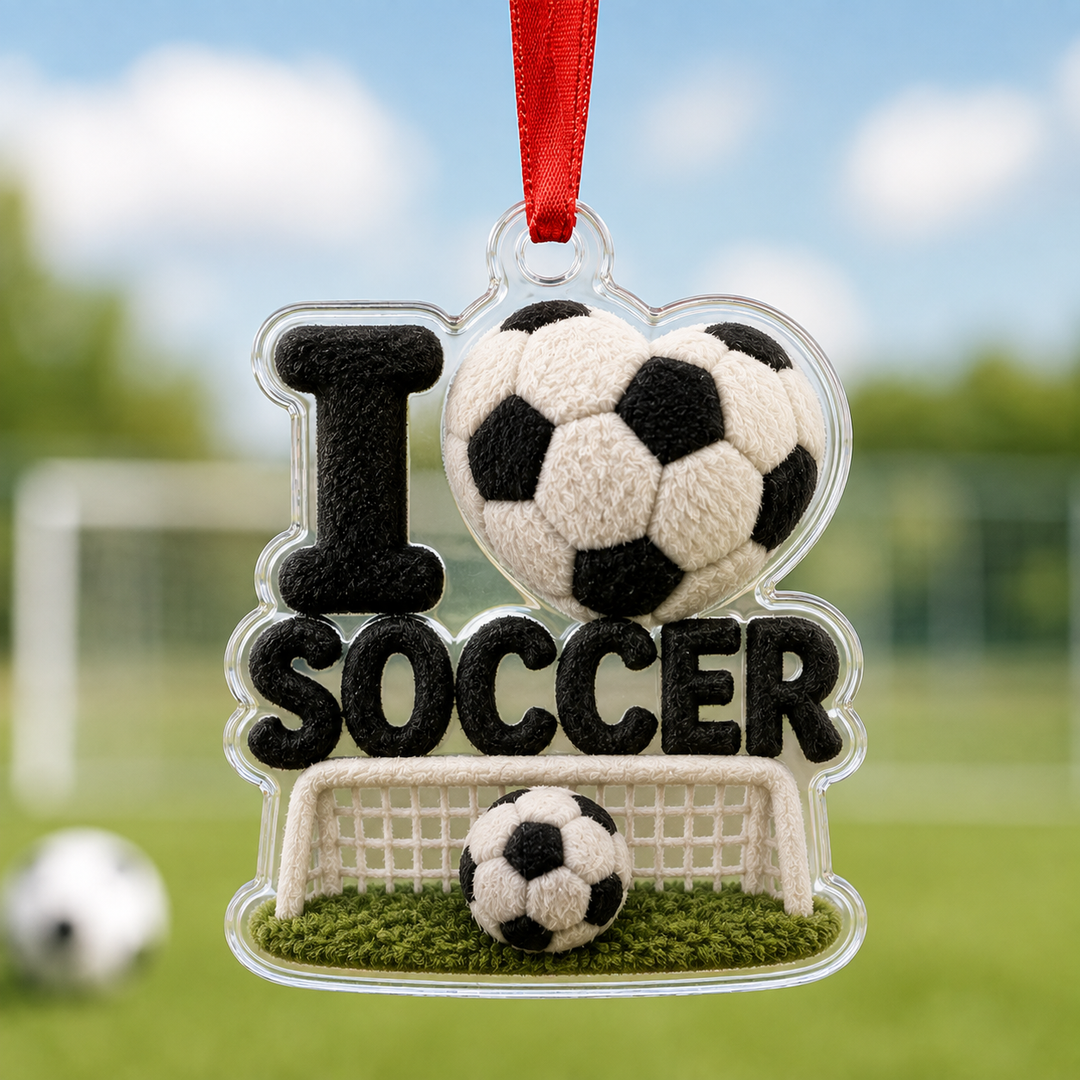 I Love Soccer Mica Ornament NCU0HA054