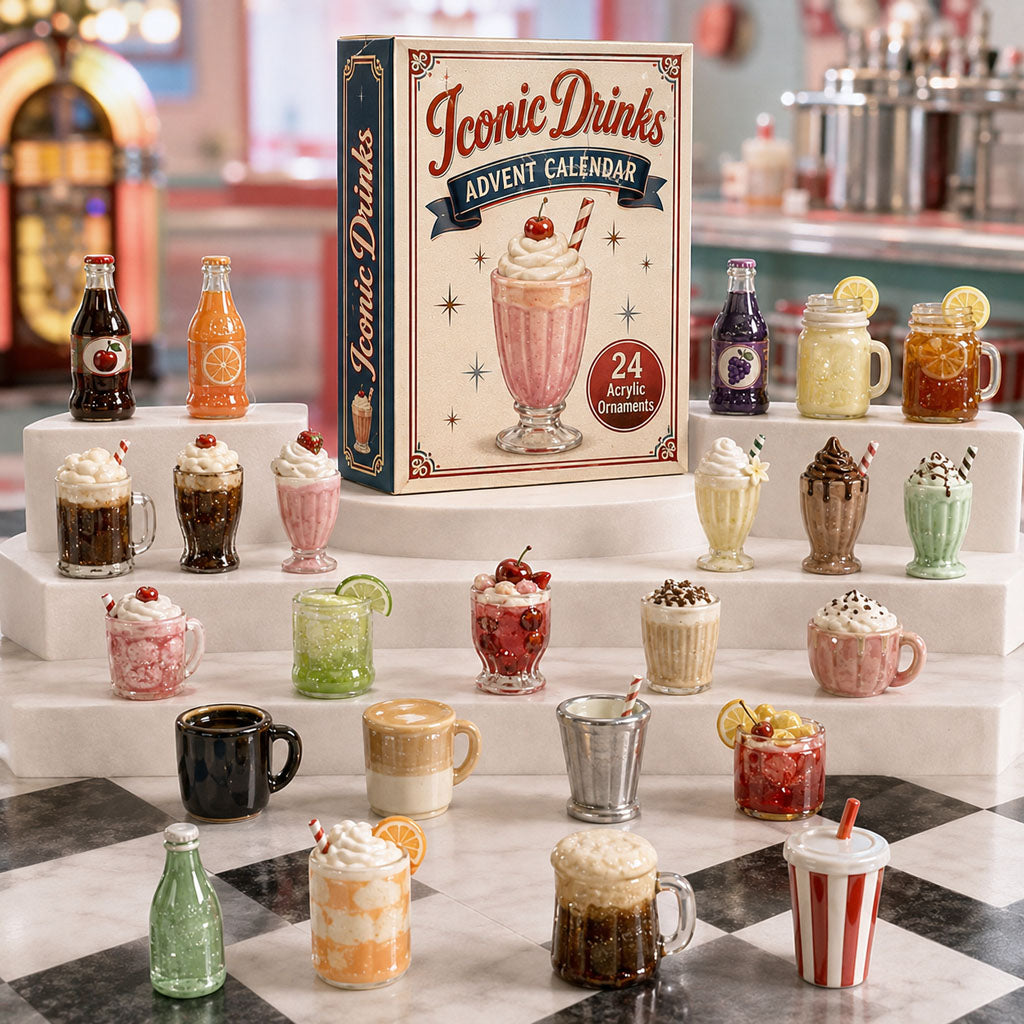 CHRISTMAS KICKOFF 40% OFF - Iconic Drinks Advent Calendar 2026 - 24-Day Festive Countdown, Acrylic Charms Blind Box - Gift For Food Lovers AC0TH207